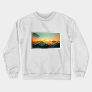 Forest Mountain Sunset - Abstract Minimalism Papercraft Landscape Crewneck Sweatshirt